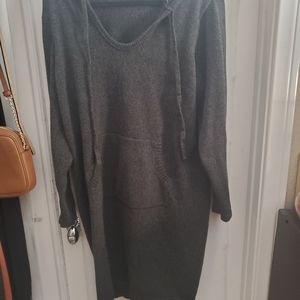 Dark green sweater hoodie dress